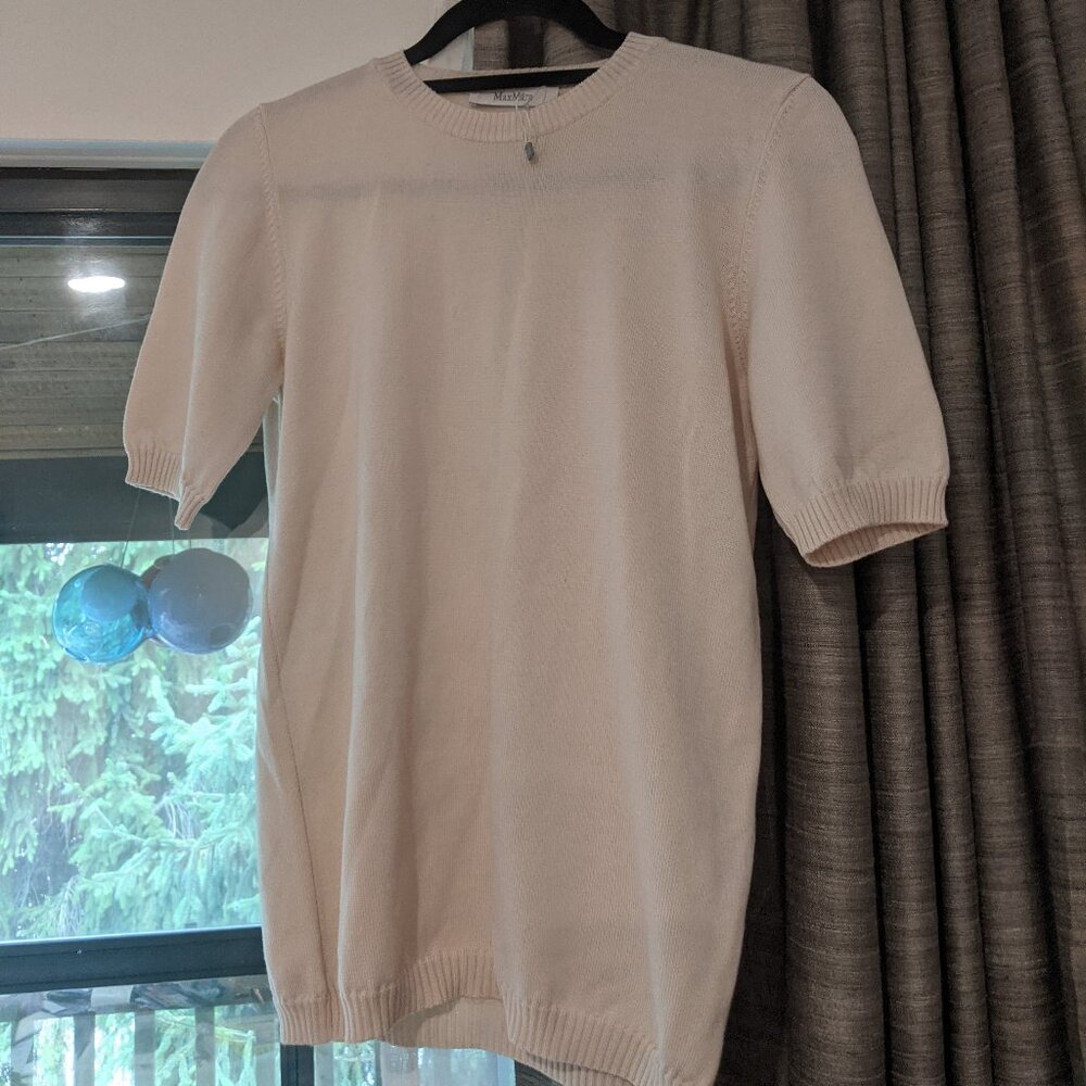 NWT Max Mara blush 100% wool short sleeve sweater size medium
